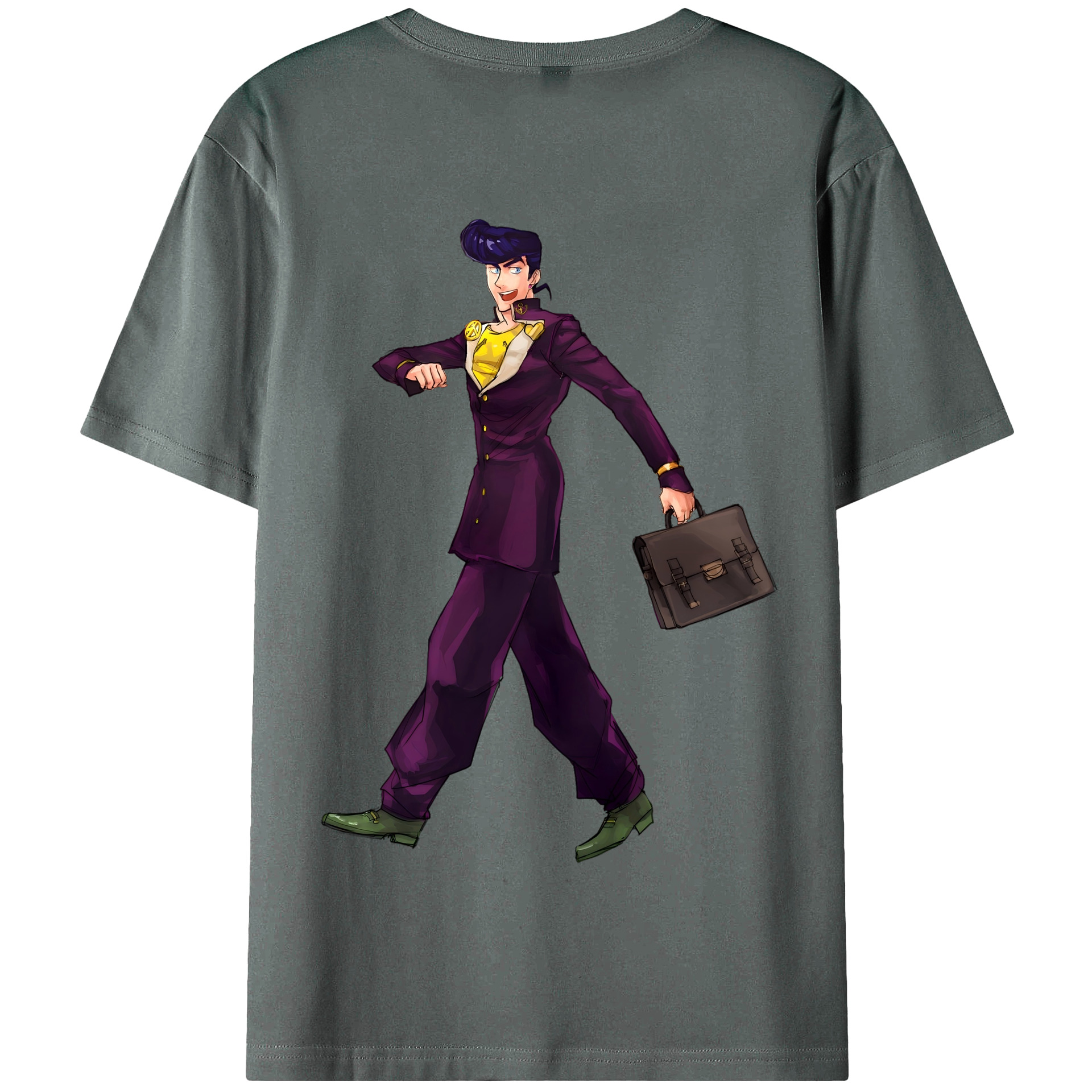 （画像用） ジョジョの奇妙な冒険 ひがしかた じょうすけ JoJo's Bizarre Adventure Higashikata Josuke 綿100％半袖Tシャツ（背面プリント）